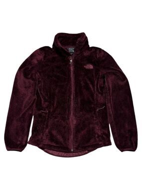 The North Face Burgundy Faux Fur FLEECE Outdoor Fall Spring Jacket Womens XS